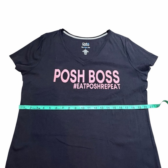 Handmade Upcycled Croft & Barrow Black & Pink POSH BOSS Graphic Tee - Size Large - Picture 10 of 13